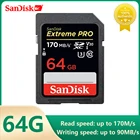 SanDisk Extreme PRO карта памяти SD карта 64 ГБ 512 ГБ 128 ГБ 256 ГБ 32 ГБ карта памяти U3 4k высокоскоростной Класс 10 170 МБс.с V30 для камеры