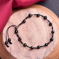 anti swelling natural obsidian crystal anklet for women jewelry october birthstone black obsidian anklet anxiety relief 4mm bea