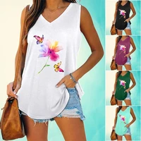 women floral printed tank top summer sleeveless shirt loose vest top fashion v neck t shirt laides casual tank top