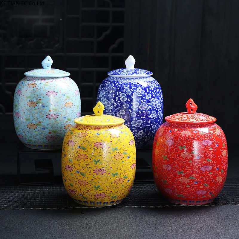 

Blue and White Porcelain Tea Caddy European Painted Ceramic Airtight Cans Home Decor Candy Coffee Bean Nut Storage Box C757