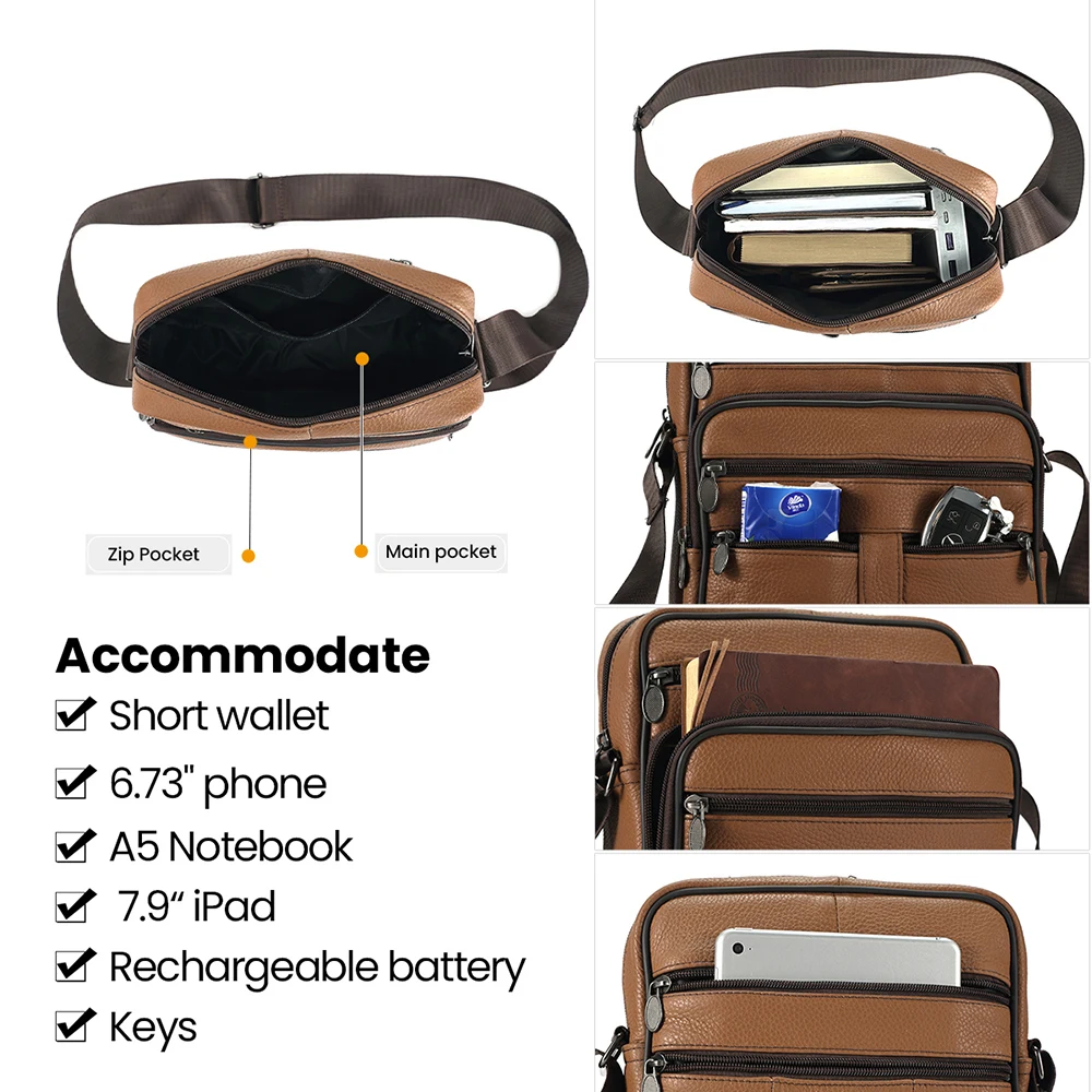 Новая кожаная сумка Мужская Ручная через плечо мужская из воловьей кожи с