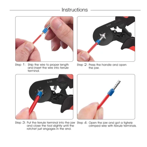 HSC8 6-4A Клещи для обжима проводов Многофункциональный разъем для проводов Инструменты для электриков Трубчатый зажим Кабель VE Изолированный терминал