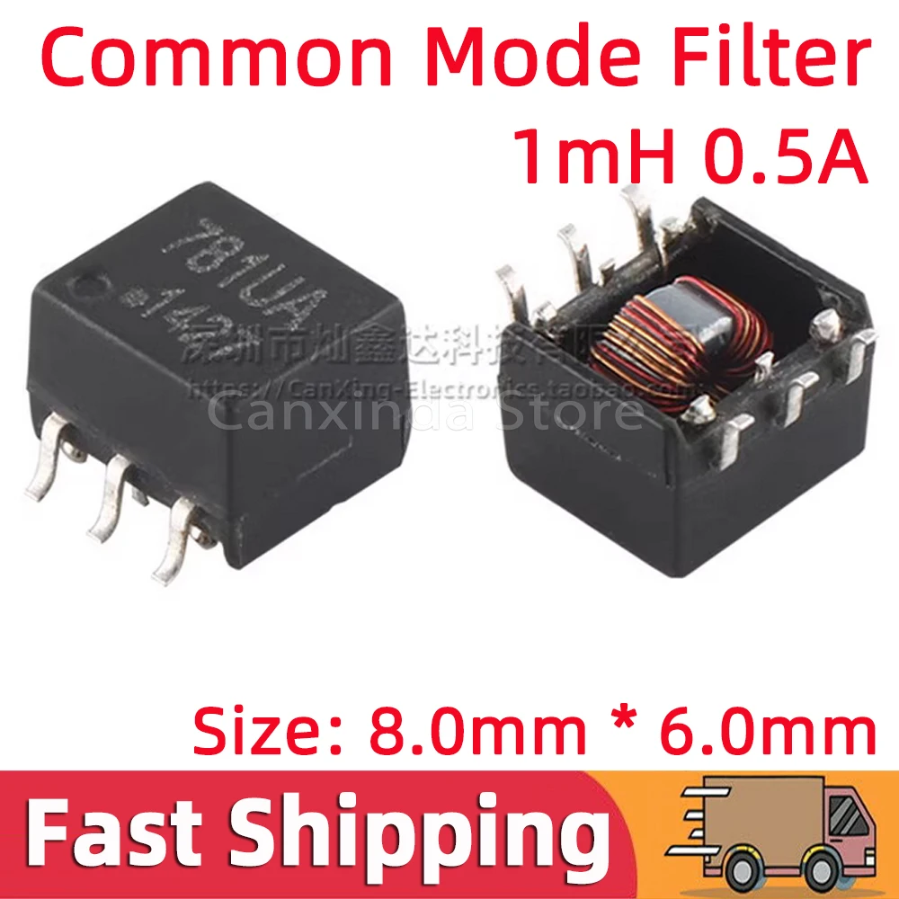 5pcs SMD общий режим индуктивности катушки индуктора фильтра 1MH 1000uH 0.5A магнитное