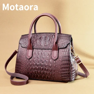 motaora leather bags for women designer bag fashion crocodile pattern womens bag simple ladies purses and handbags crossbody free global shipping