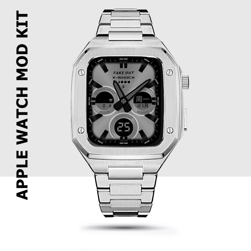 

Роскошный ремешок для Apple Watch Band mod, модифицированный комплект для серии 8 7 6 5 4 3 42 мм 44 мм 45 мм, ремешок для часов iWatch, металлический корпус, Без...