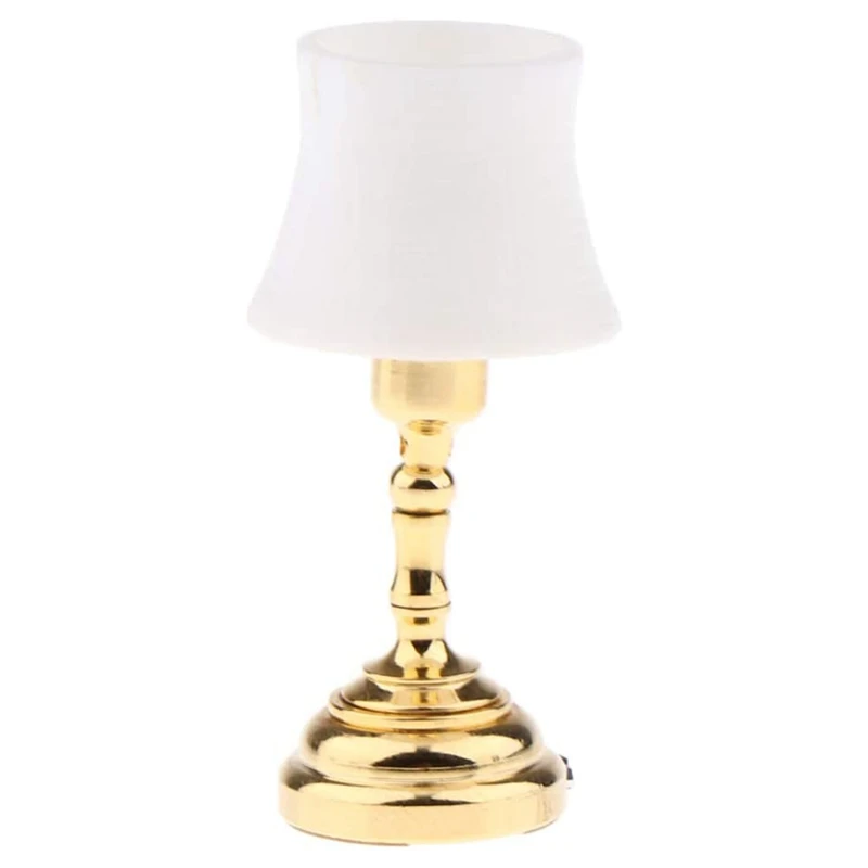 

1/12 Miniature Dollhouse Table Lamp With LED Light- LED Mini Lamp For Dolls House Furniture Decor