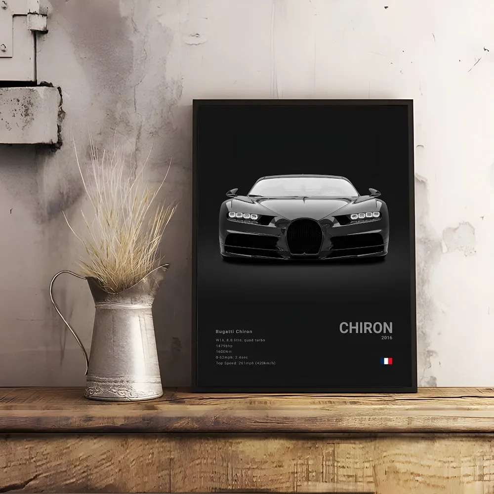 Poster Black Supercar Cool B-BugattiS V-Veyron CHIRON DIVO BOLIDE MINISO