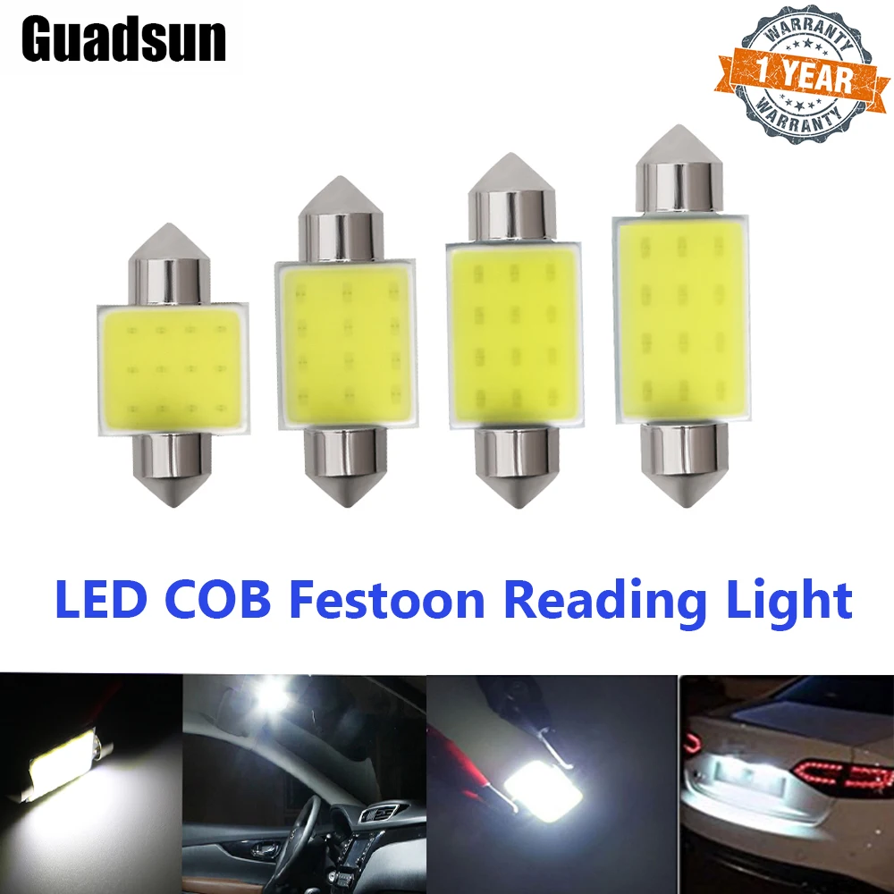 

Guadsun C5W C10W LED COB Festoon 31mm 36mm 39mm 41mm 6000K 12SMD Bulbs For Auto Dome Light License Plate Interior Reading Light