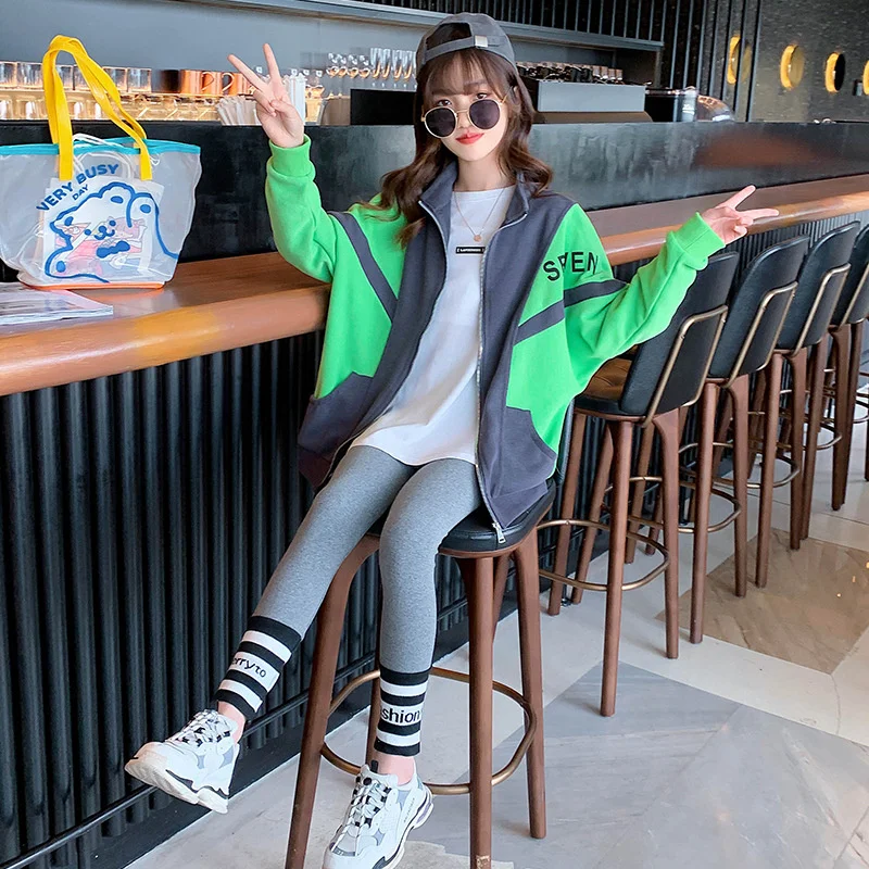 Элегантный Теплый костюм для девочек на весну осень и зиму свитер брюки 2