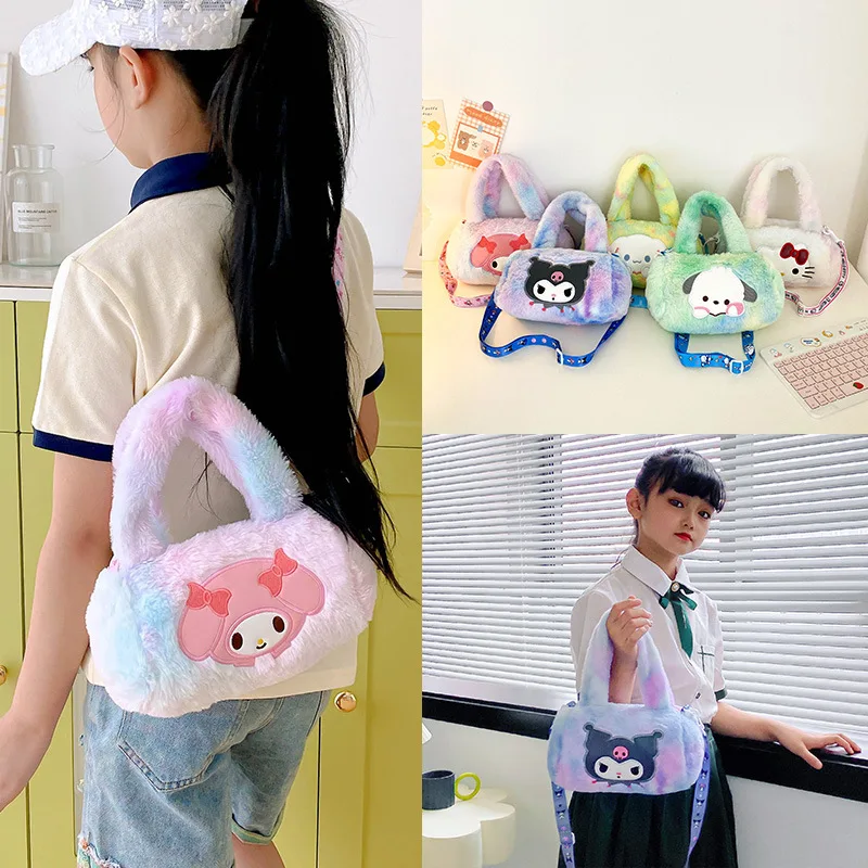 

Новая сумка Sanrio с японским мультяшным принтом, цветная сумка через плечо с косой ручкой, 8 дюймов, плюшевая сумка для захвата кукол, Студенческая Повседневная сумочка