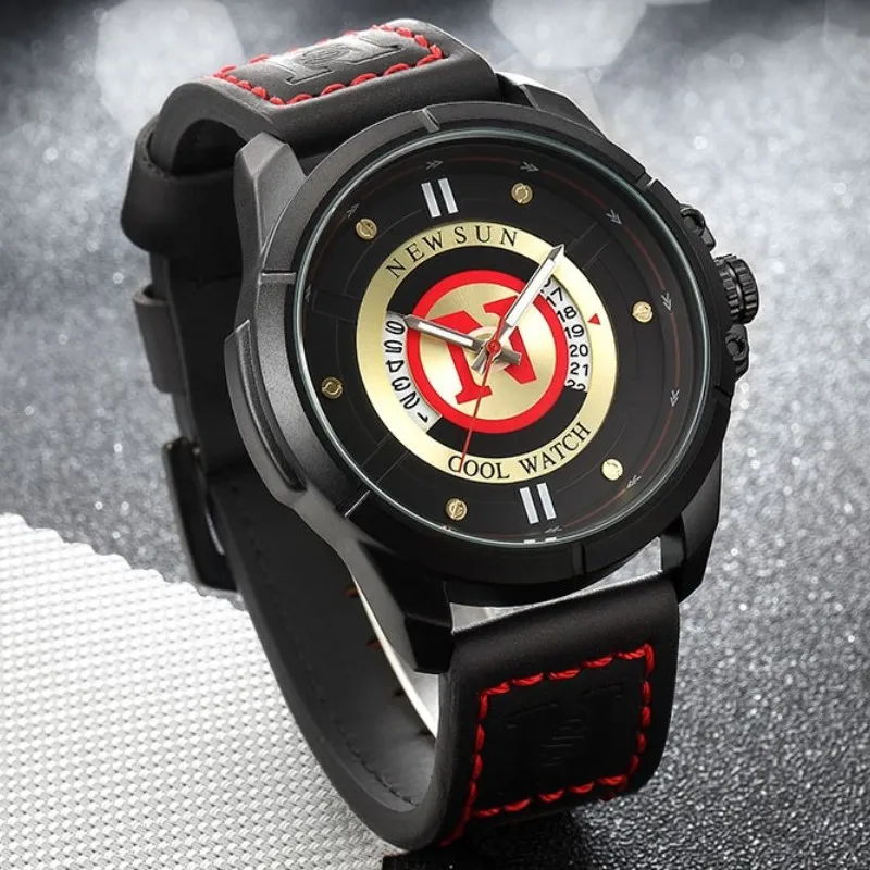 

2023 New fashion men watch waterproof timing watch automatically update the date men leather quartz watch