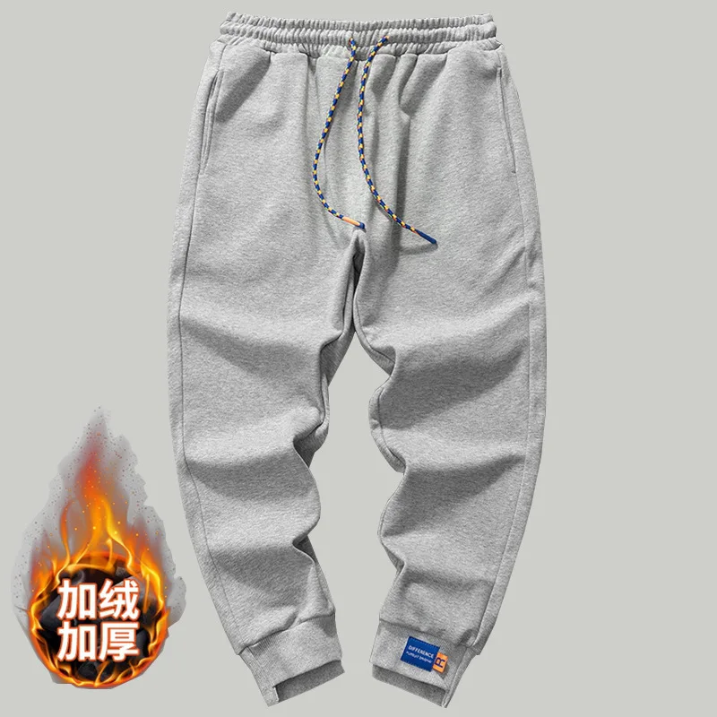 

2022 winter new men's warm corset casual suede trousers trend cotton thick athleisure pants