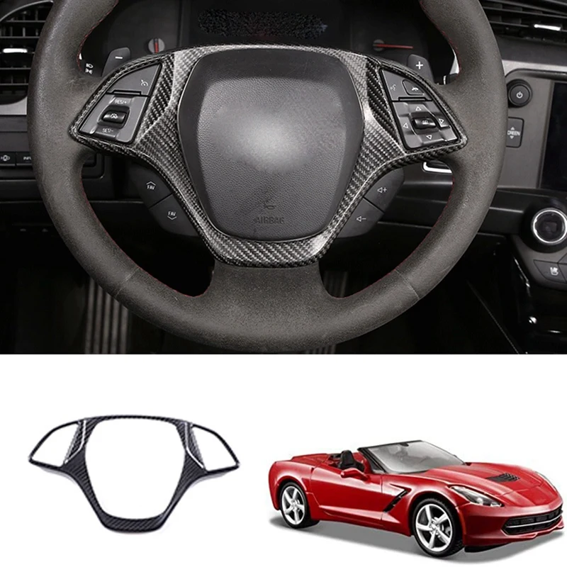 

Автомобильная панель рулевого колеса из углеродного волокна, отделка, декоративная рамка-наклейка для Chevrolet Corvette C7 2014-2019