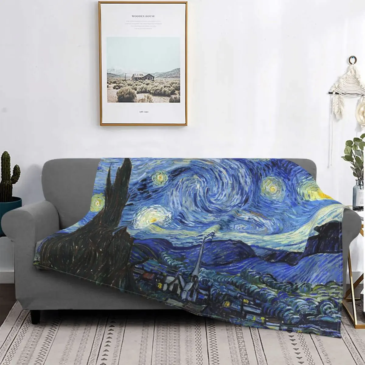 Manta de la noche estrellada de Vincent Van Gogh, manta con estampado artístico, ligera y acogedora para sofá, silla, cama, oficina, adultos y niños, regalo
