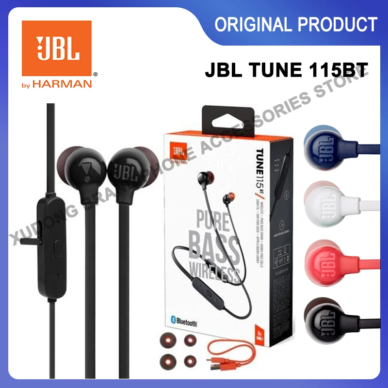 

Original JBL TUNE 115BT Bluetooth True Wireless In Ear Headphones T115BT Earbuds Earphones Bass Sound Running Sport Headset