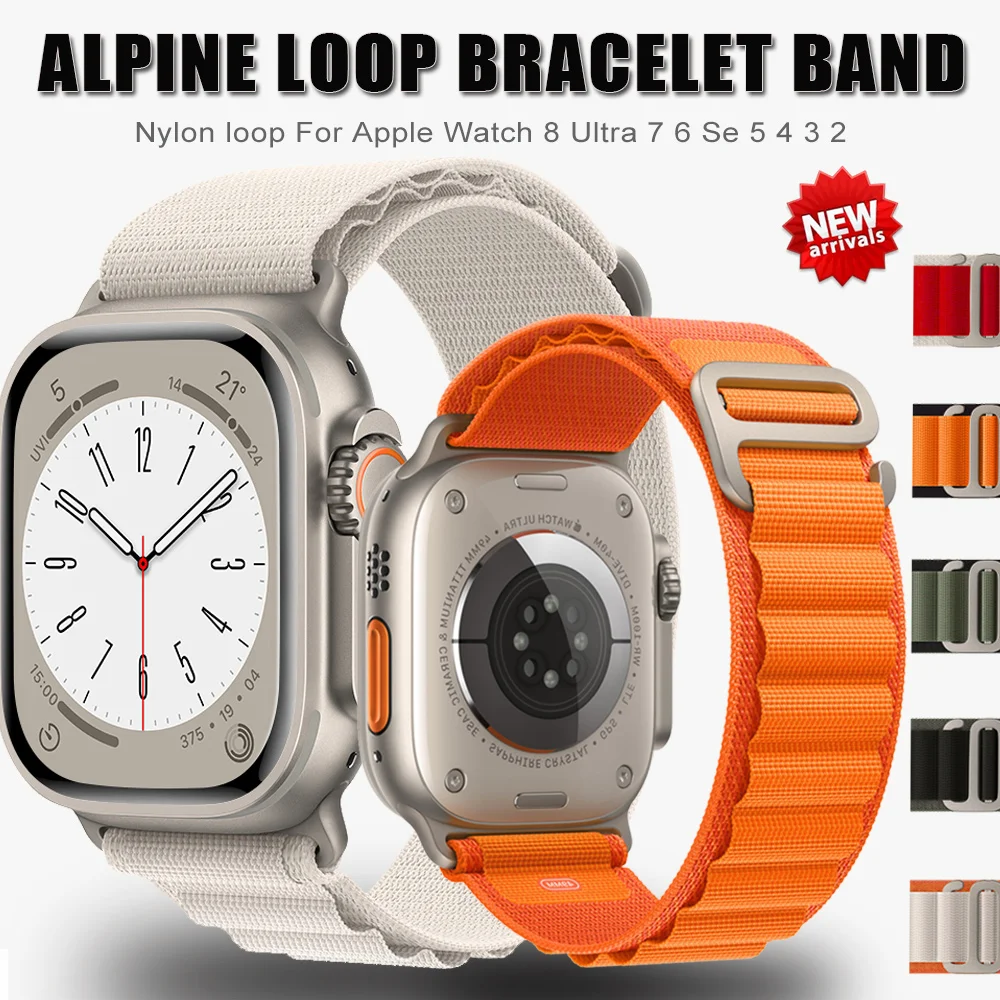 

Alpine loop band For Apple Watch Bracelet Strap 8 7 45mm Ultra 49mm Nylon Sport Band for iwatch Series 8 7 6 5 44mm 41mm 40mm