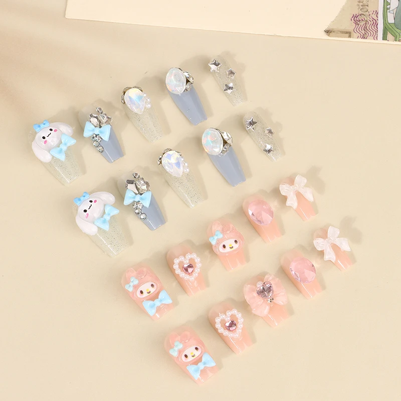 Накладные ногти Sanrio My Melody милые аниме Мультяшные нашивки для ногтей Kuromi Cinnamoroll