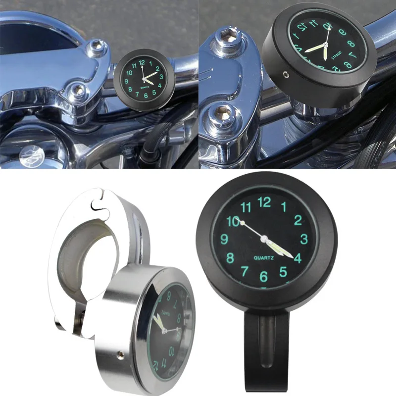 Durable Stainless Steel Refit Waterproof Shockproof Buckle Motorcycle and Bike Handlebar Mount Clock Watch for Honda Bmw Yamaha