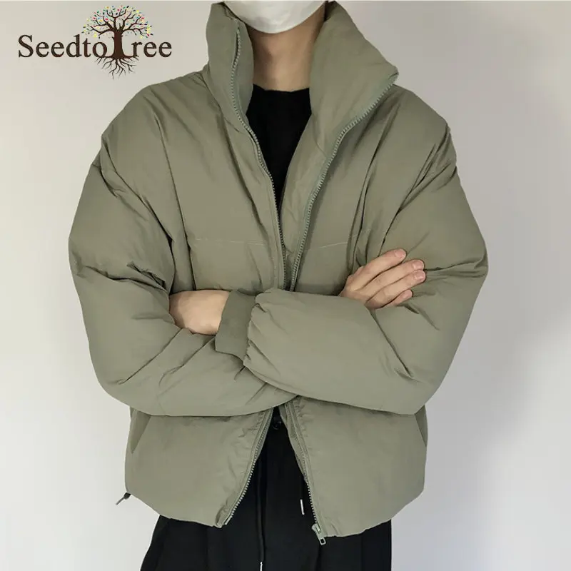 

Winter Casual Men's Parkas Solid Color Turndown Collar Long Sleeve Zippers Thick Coat