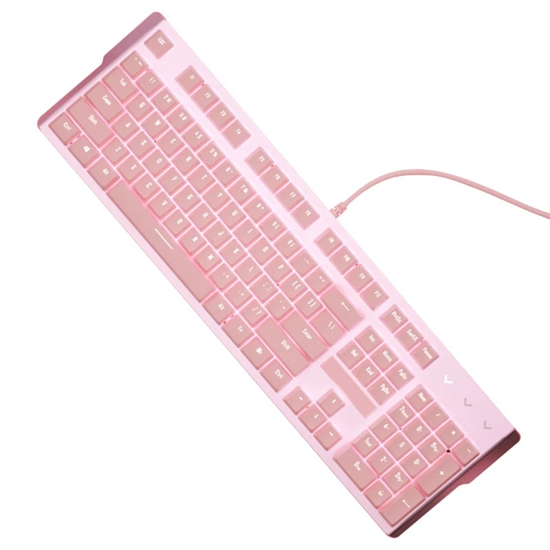 

Игровая Механическая Проводная клавиатура для девочек, белая подсветка с 104 клавишами, подходящая USB Проводная игровая клавиатура