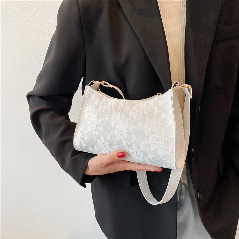 

Women's Small Cheap Bag Luxury Designer Ladies Handbags Clutch Purse Fashion Simple Female Lace Single Shoulder Underarm Bags