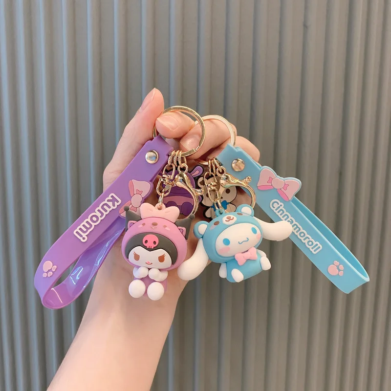 

Kawaii Anime Sanrioed My Melody Kuromi Hello kt Cute Cartoon Couple Bag Keychain Pendant Lovely Schoolbag Key Buckle Small Gift