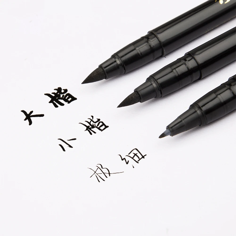 

3pcs Stationery Chinese Words Study Learning Brush Practice Marker Durable Art School Supplies Drawing Calligraphy Pen Student