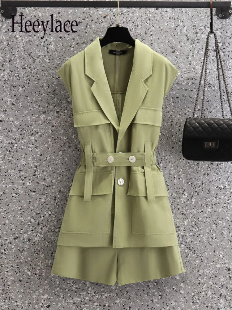 

Women Summer Shorts Two Piece Set Women Notched V Neck Sleeveless Vest Dress And Wide Leg Shorts 1 Piece Sets Woemns Outfits