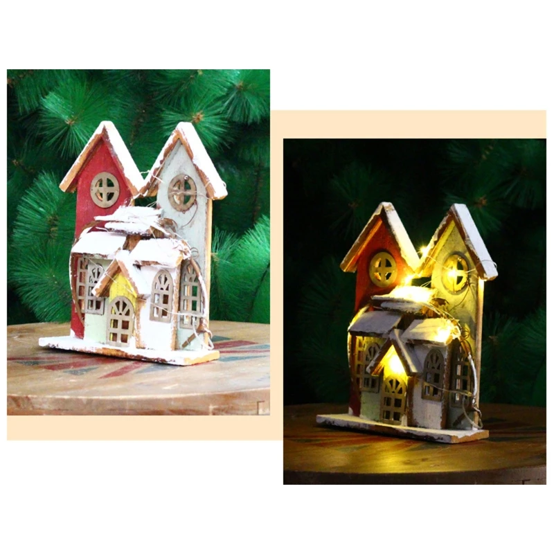 

Christmas Lighted Houses Cottage Vintage Tabletop Ornaments Xmas Decoration