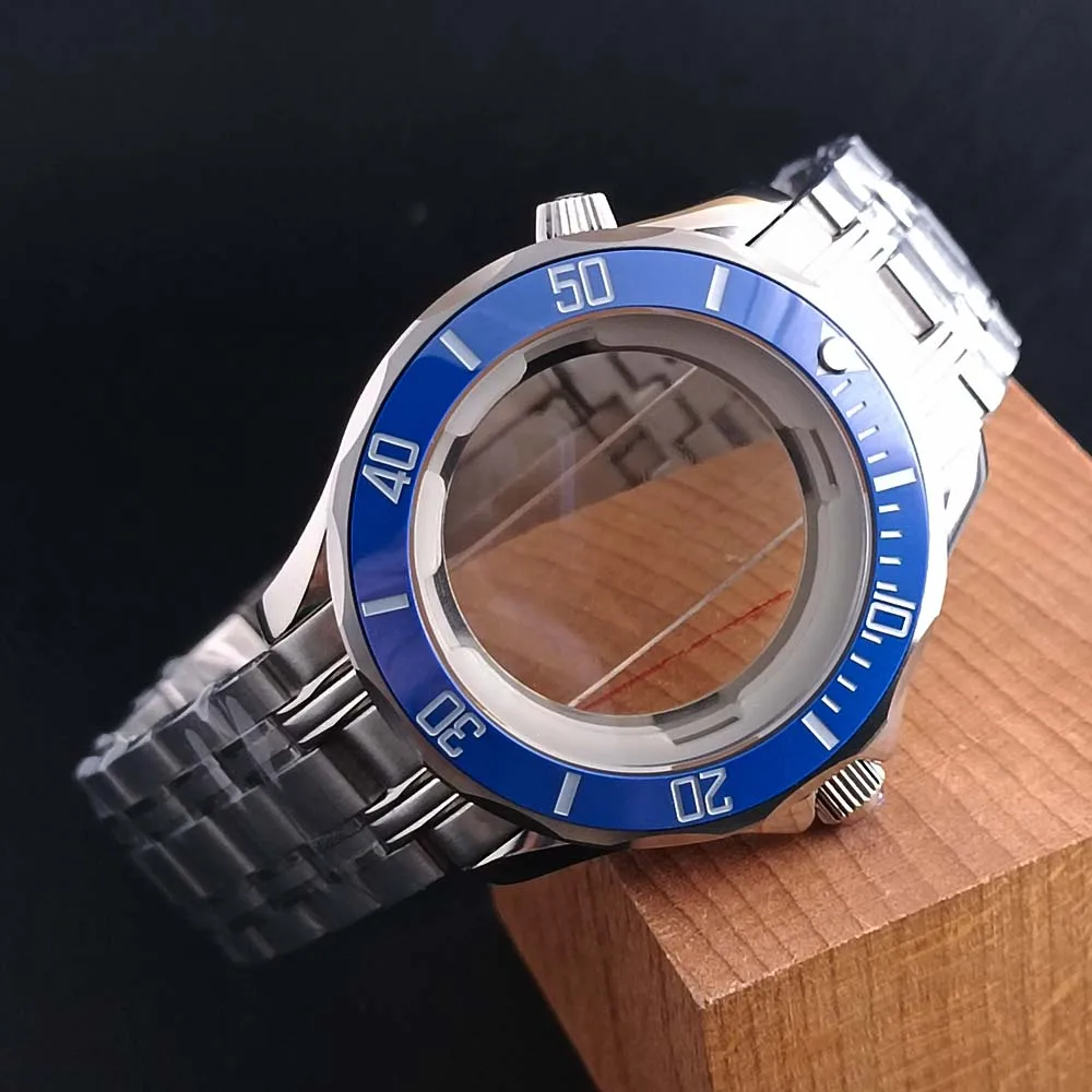 

41mm Watch case silver case Stainless Steel Case Men's watches case for miyota 8215 Custom dial assembly Watch Super green blue