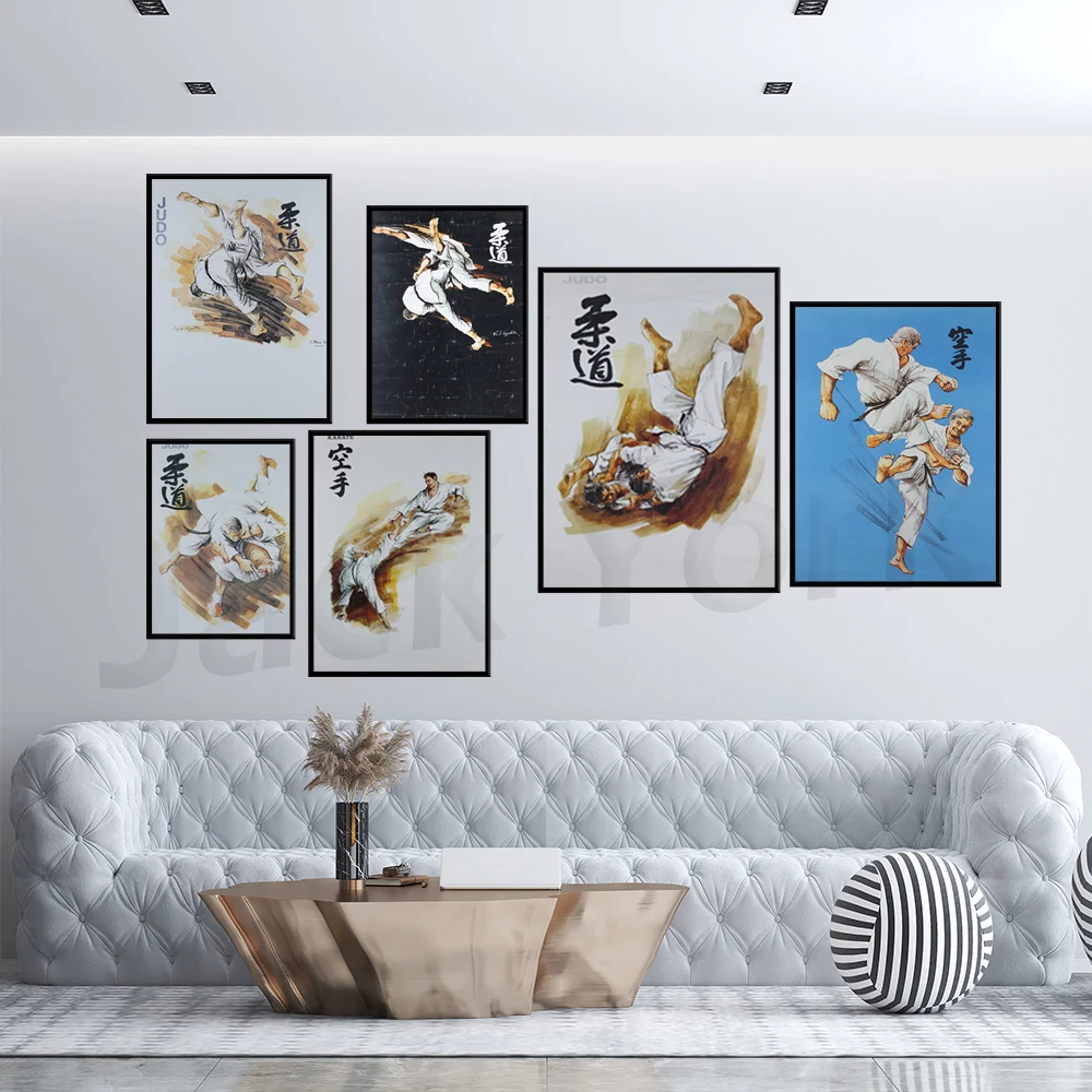 Винтажный постер дзюдо боевые искусства показывающие два гребня в брошенном