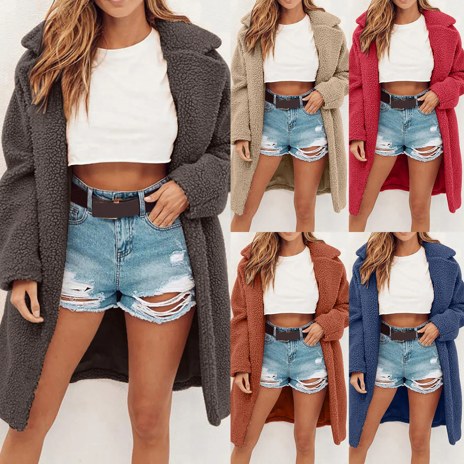 

Светильник Кая Женская куртка, кардиган с лацканами и длинными рукавами, двухстороннее флисовое повседневное однотонное пальто