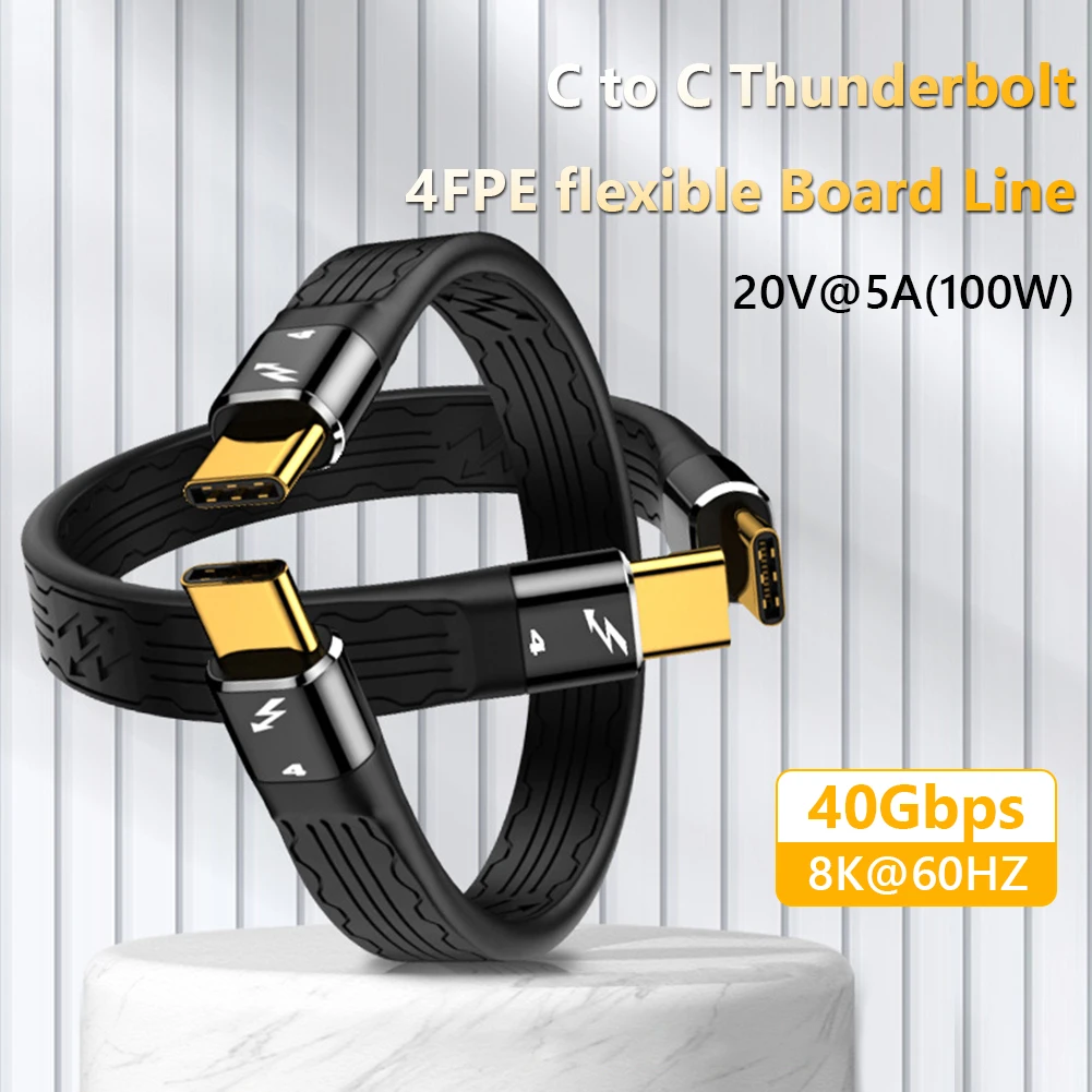 

Высокоскоростной кабель для быстрой зарядки 40 Гбит/с PD 100 Вт Type-C на Type-C для Thunderbolt 4 8K 60 Гц