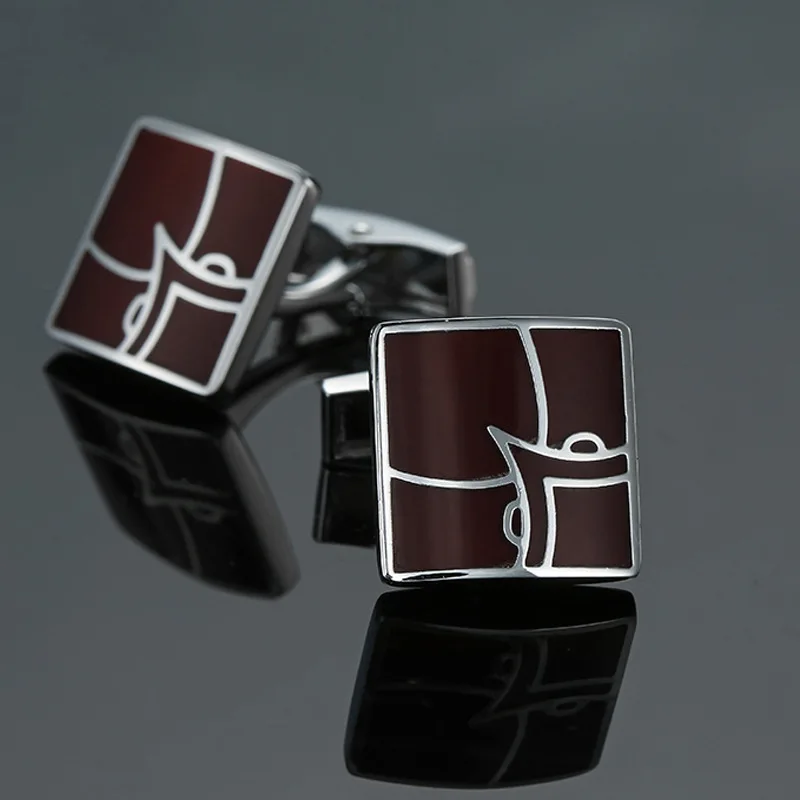 

Vintage Pattern Series Crystal Copper Cufflinks Men's Shirt French Metal Button Business Party Enamel Craft Jewelry Accessories