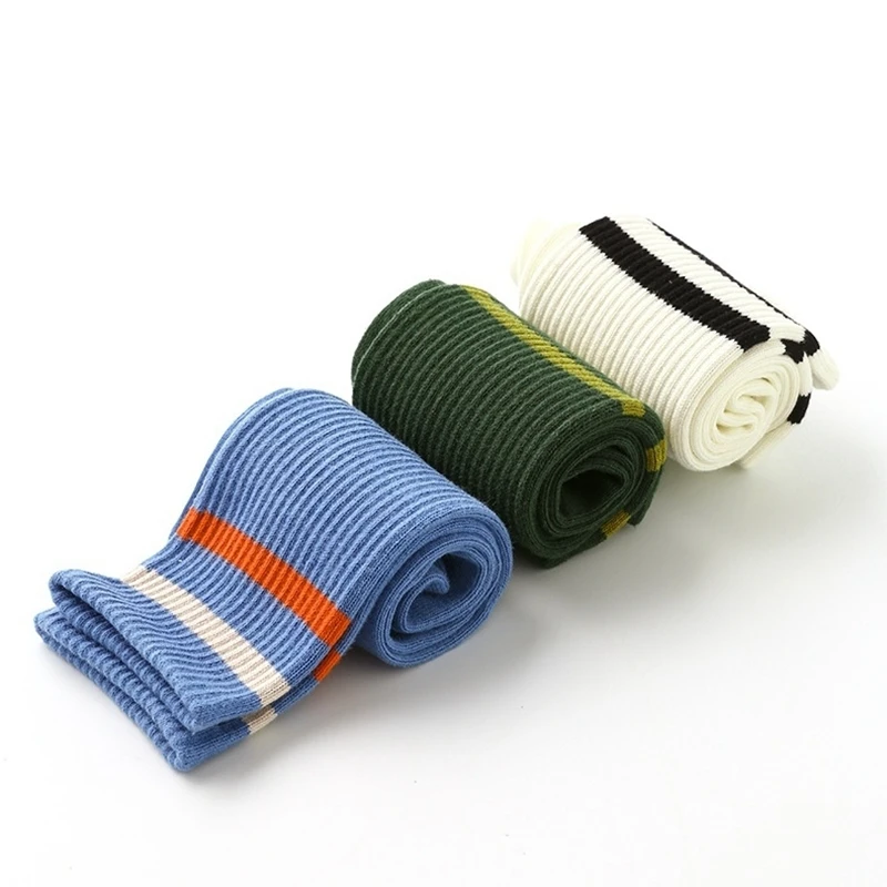 5 Pairs Set Women and Men Striped Cotton Socks Street Fashion Solid Color Couple Socks Middle Tube Sport Sox For All Seasons
