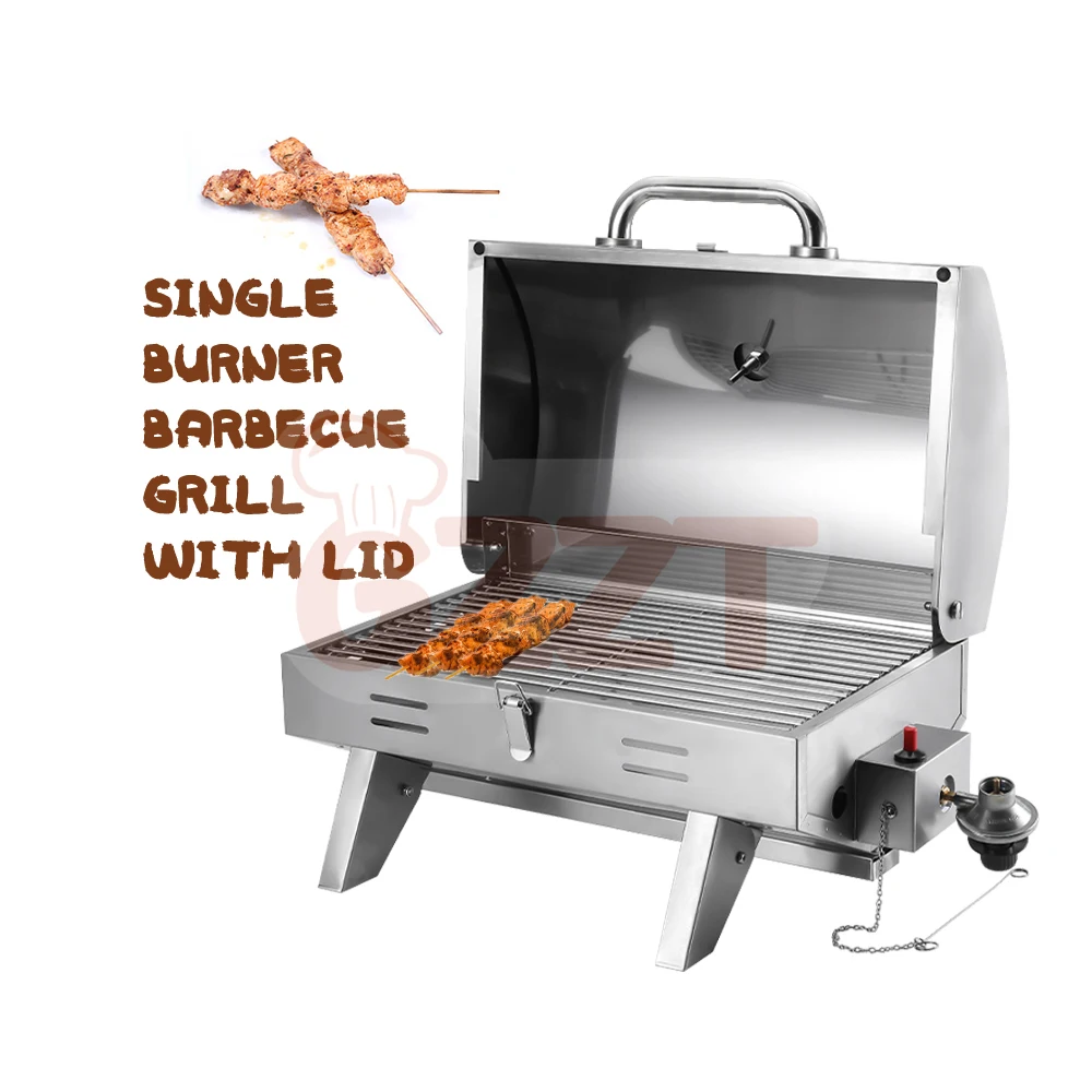 

GZZT LPG Barbecue Grill With Lid 4.1KW Roast in All Directions Temperature Up to 350℃ BTU: 14000 BTU/H Backyard Barbecue