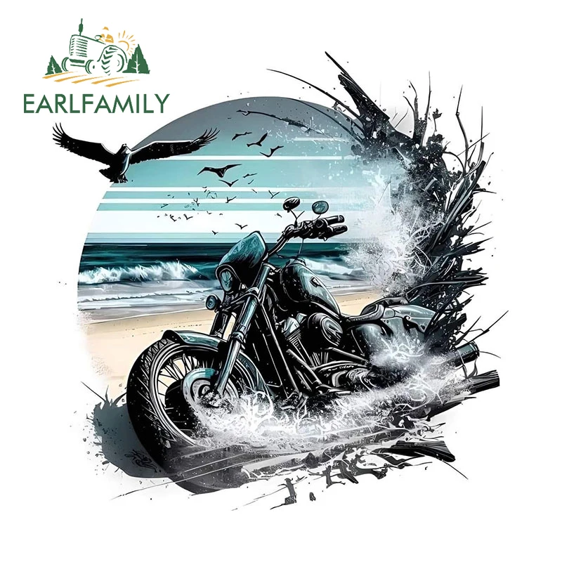 Фото EARLFAMILY 13 см X 12,9 см для мотоцикла, пляжа, птицы, автомобильные наклейки, автомобильные аксессуары, модные наклейки для ноутбука, окна, виниловый декор №2