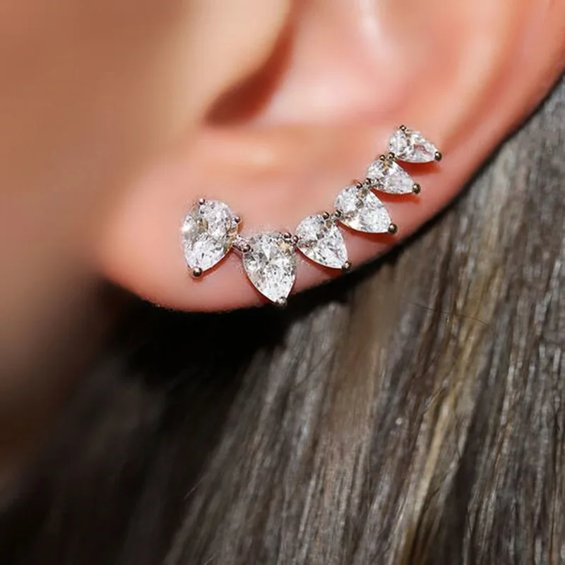 

Korean Shinning Zircon Ear Cuff Earrings Personality Simple Classic New Waterdrop Shaped Earings Jewelry Wholesale