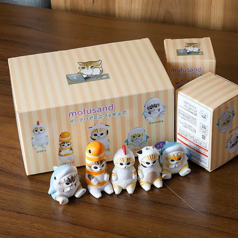 Японская фигурка аниме Mofusand, 5 стилей, Акула, кошка, модель, игрушка для детей, подарок в упаковке, коллекционные предметы, хороший ПВХ