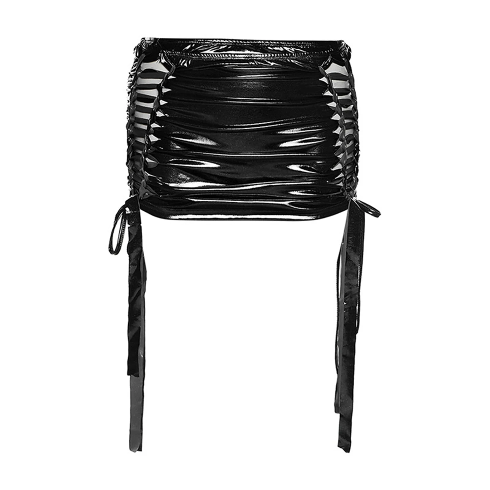 Skirt Casual Daily Wear Hollow Out Strappy Drawstring Lace-up Miniskirt Clubwear Music Festival