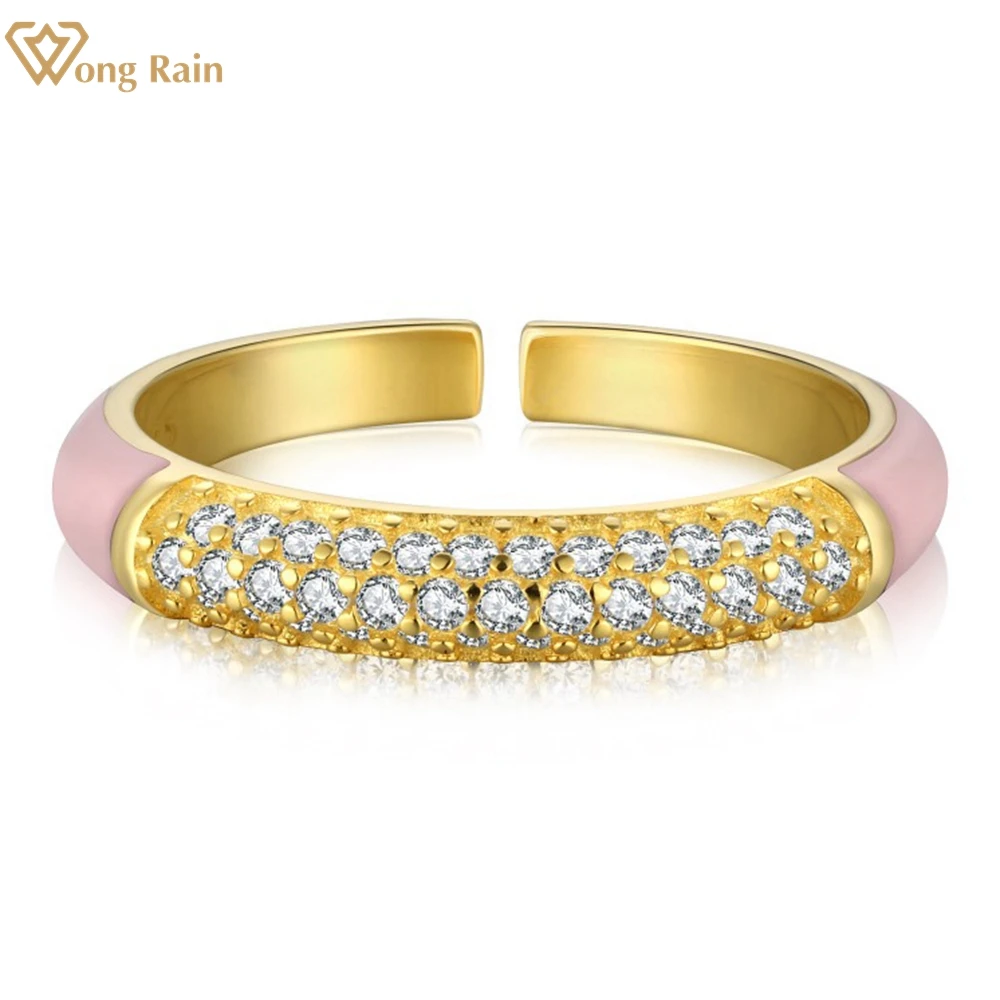 

Wong Rain, 100% 925 пробы, серебро, созданное, моиссанит, драгоценный камень, открытое регулируемое кольцо для пары, хорошее ювелирное изделие, подар...