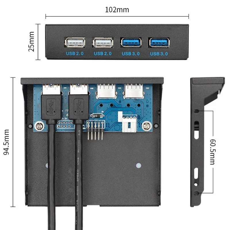 

Передняя панель USB 9-pin/ 19-4 порта USB 3,0 2,0 Hub Передняя панель компьютера