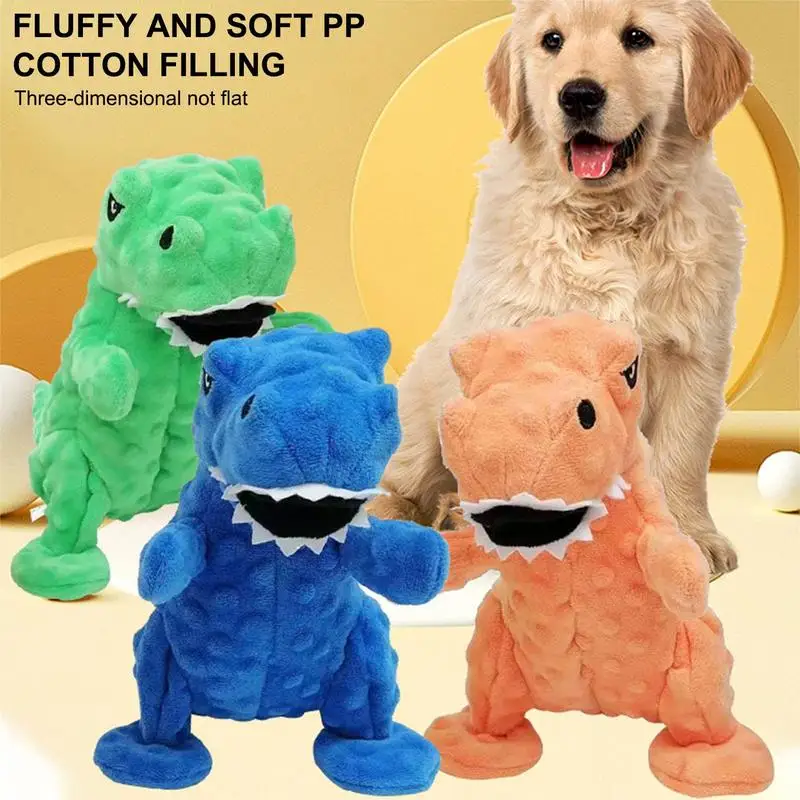 

Dinosaur Squeaky Dog Toy Interactive Durable Squeaker Dinosaur Chew Training Toy For Small Medium And Large Dogs Puppy Supplies