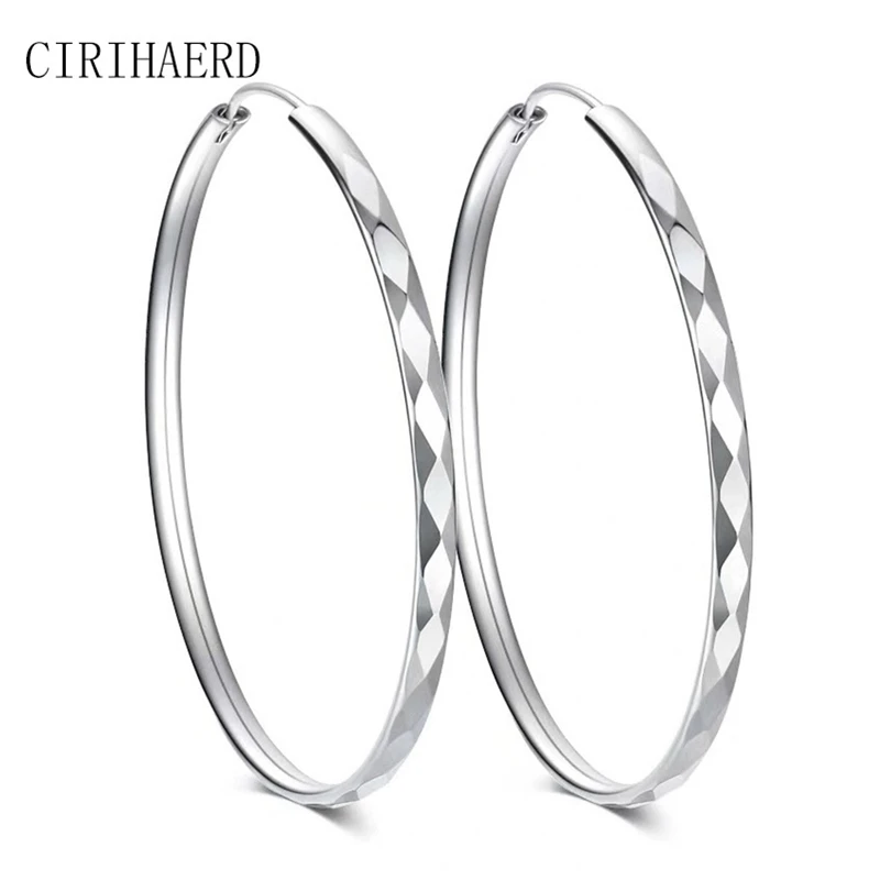 

30mm/40mm/50mm/60mm Modern Women's Earrings 2022 Fashion Jewelry Geometric Rhombic Texture Big Round Hoop Earring Party Jewelry