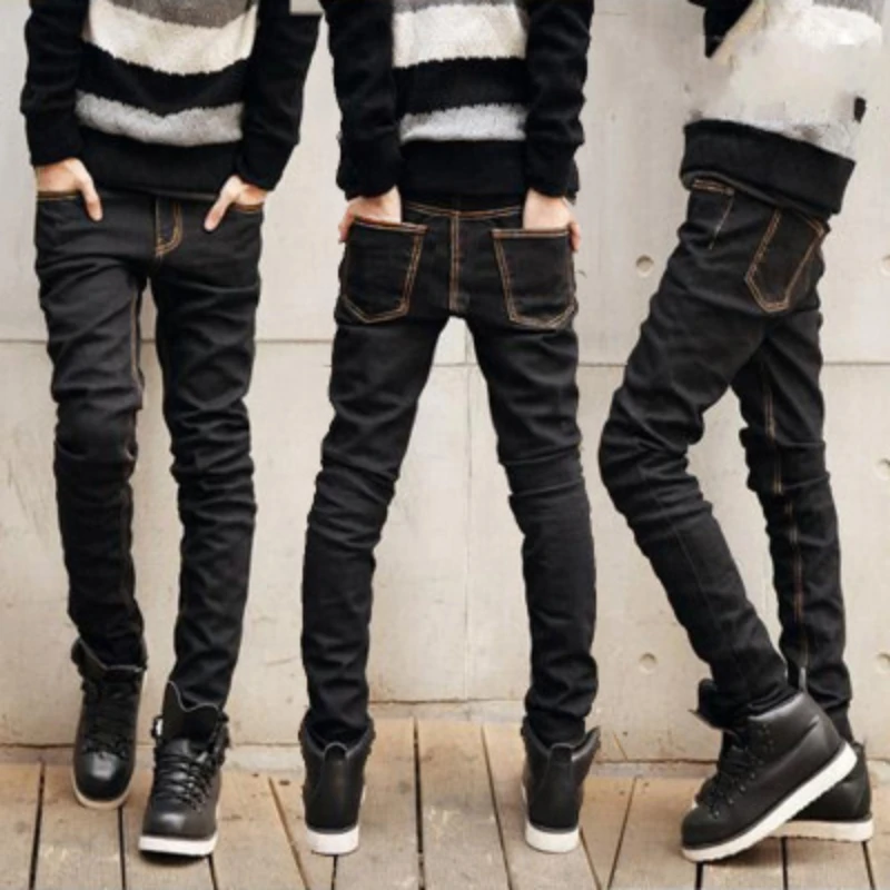 Summer Jeans Men Casual Solid Color Slim Stretch Jeans Streetwear Jeans Men Zipper Button Mid Waist Denim Pencil Pants Trousers