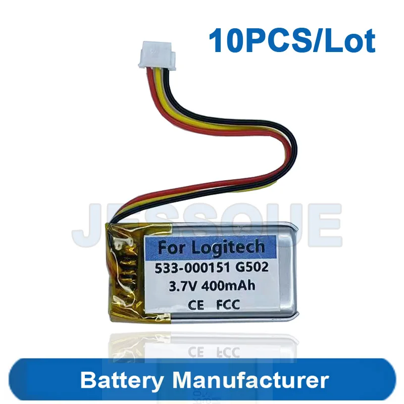 

10PCS/Lot 400mAh 533-000151 Battery For Logitech G502 Hero Proteus Spectrum RGB Wireless Mouse Batterie Accumulator AKKU