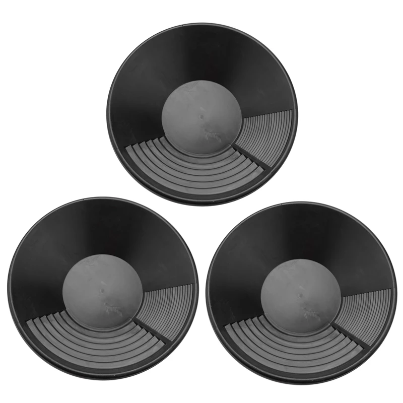 

3X Black Plastic Gold Pan Basin Nugget Mining Dredging Prospecting For Sand Gold Mining Manual Wash Gold Panning