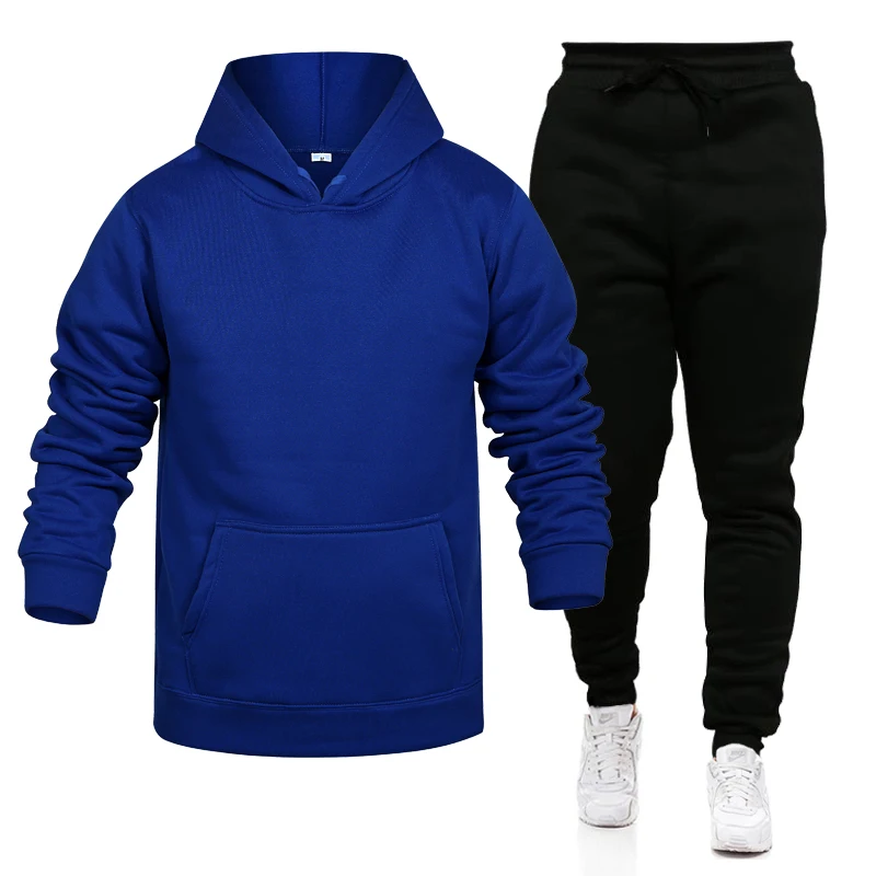 

2021 Autumn And Winter Fashion Brand Men's Suit Fleece Hoodie + Trousers Thick Warm Sports Suit Men's And Women's Hoodie