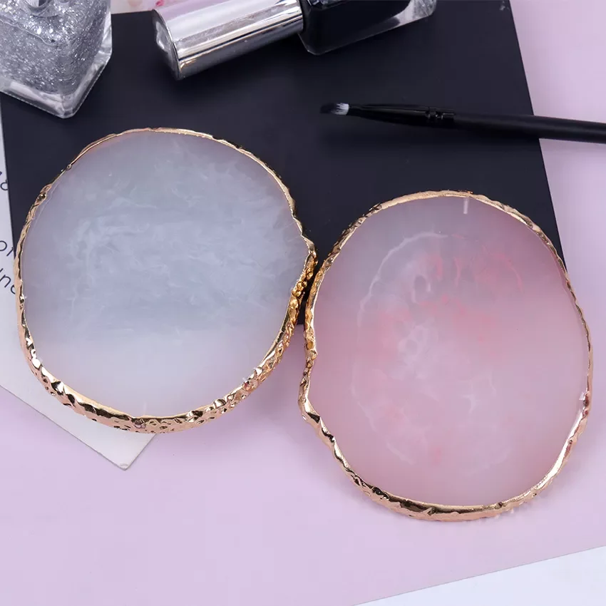 

Art Nails Supplies Round Resin Agate Stone Nail Color Palette Gel Polish Pallet Mixing Drawing Paint Plate Pad