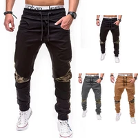 spring and autumn cotton blend mens fashion camouflage splicing sports pants trend bound foot mens casual pants 4 colors